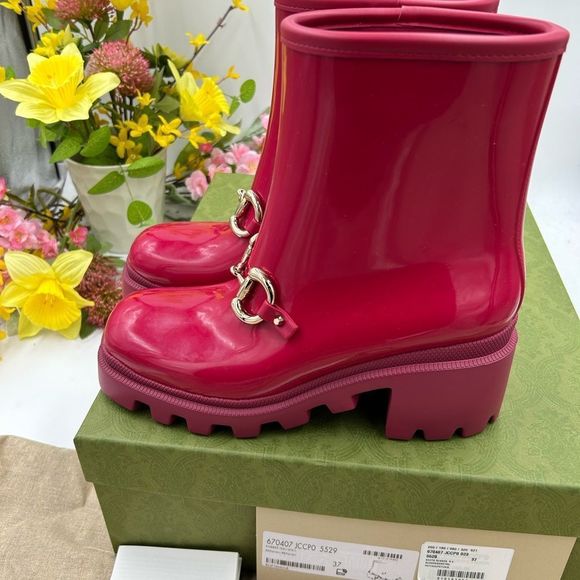 - Women’s Gucci Horsebit, accent, ankle rubber, rain boot size 37made in Italy - Picture 10 of 11